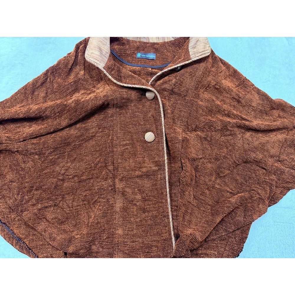 Lynn Yarrington VTG Handwoven Chenille Cape Jacket Rust Terracotta Art To Wear - Picture 8 of 12